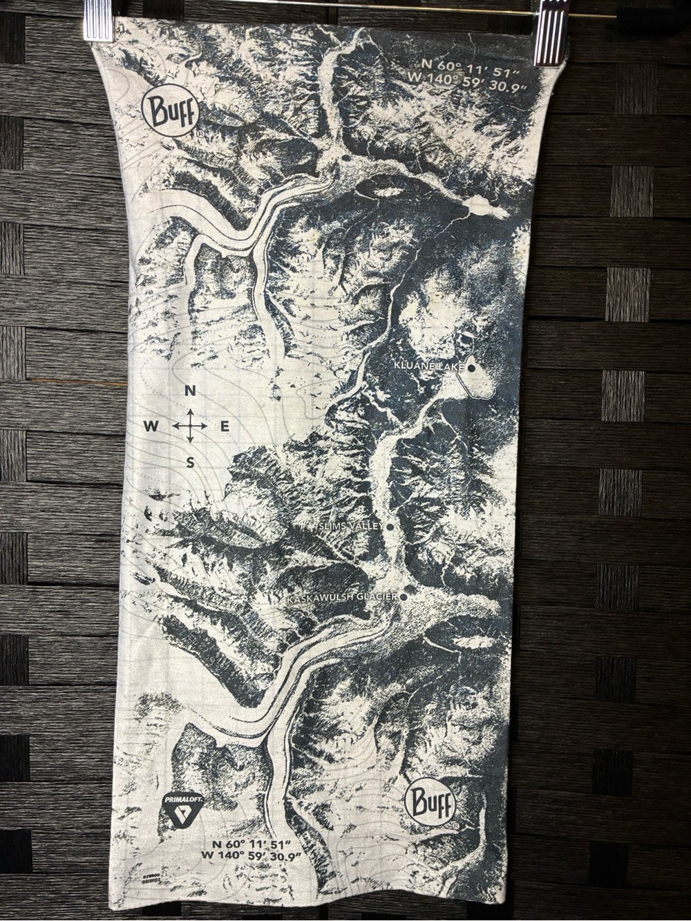 Buff Primaloft White & Black Topographic Neck Gaiter